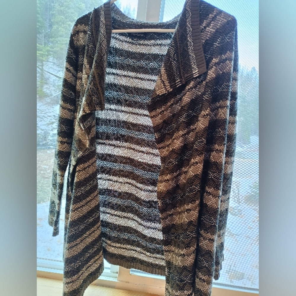 Notations Brown and Cream Knit Cardigan